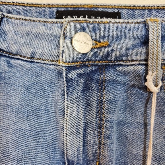 Sanctuary distressed boho denim Jean mini skirt size 26 Small new!!! - Picture 7 of 10